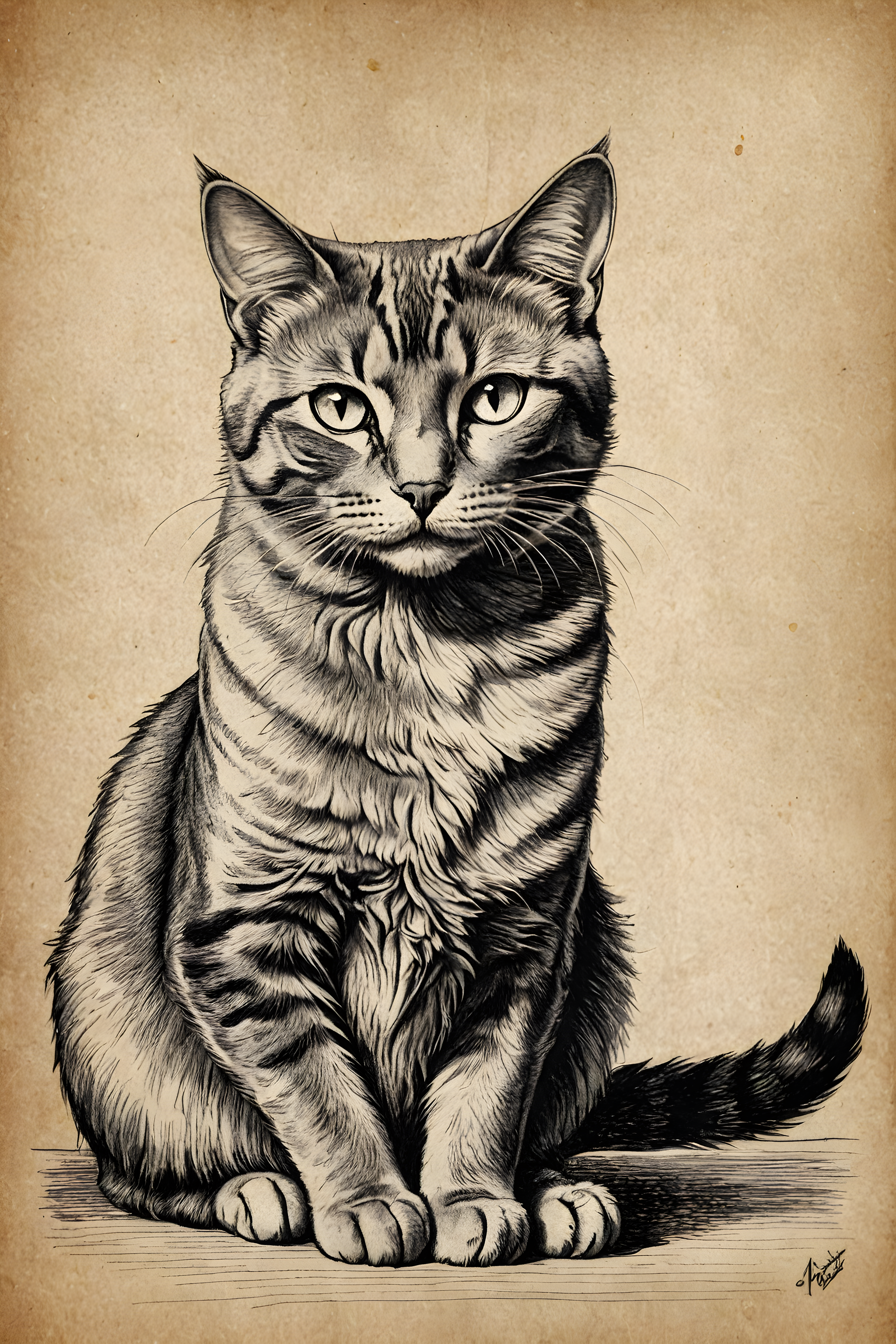 Film Noir Cat — Pencil Sketch (Sleepy)