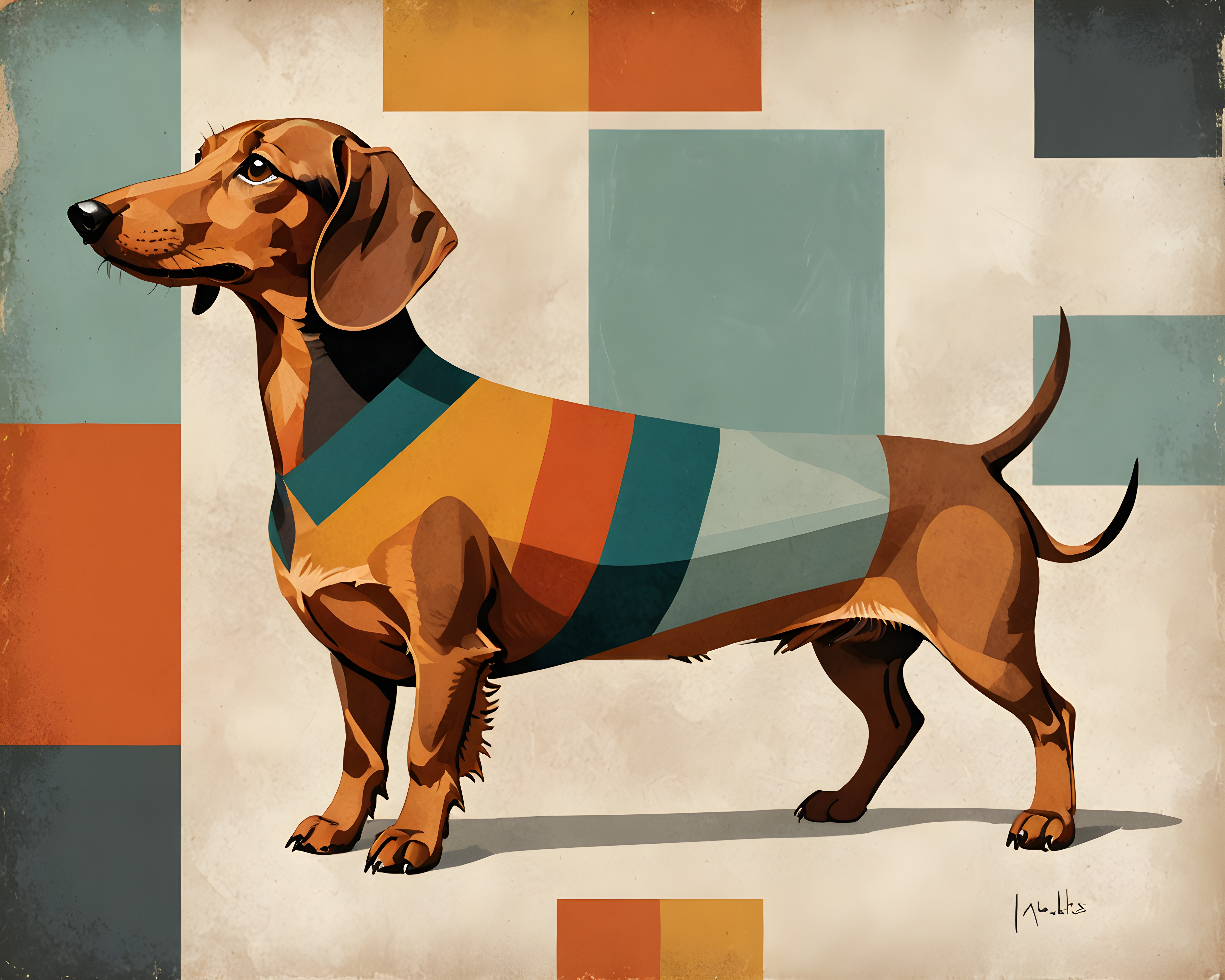 Mid Century Dachshund — Abstract (Aesthetic)