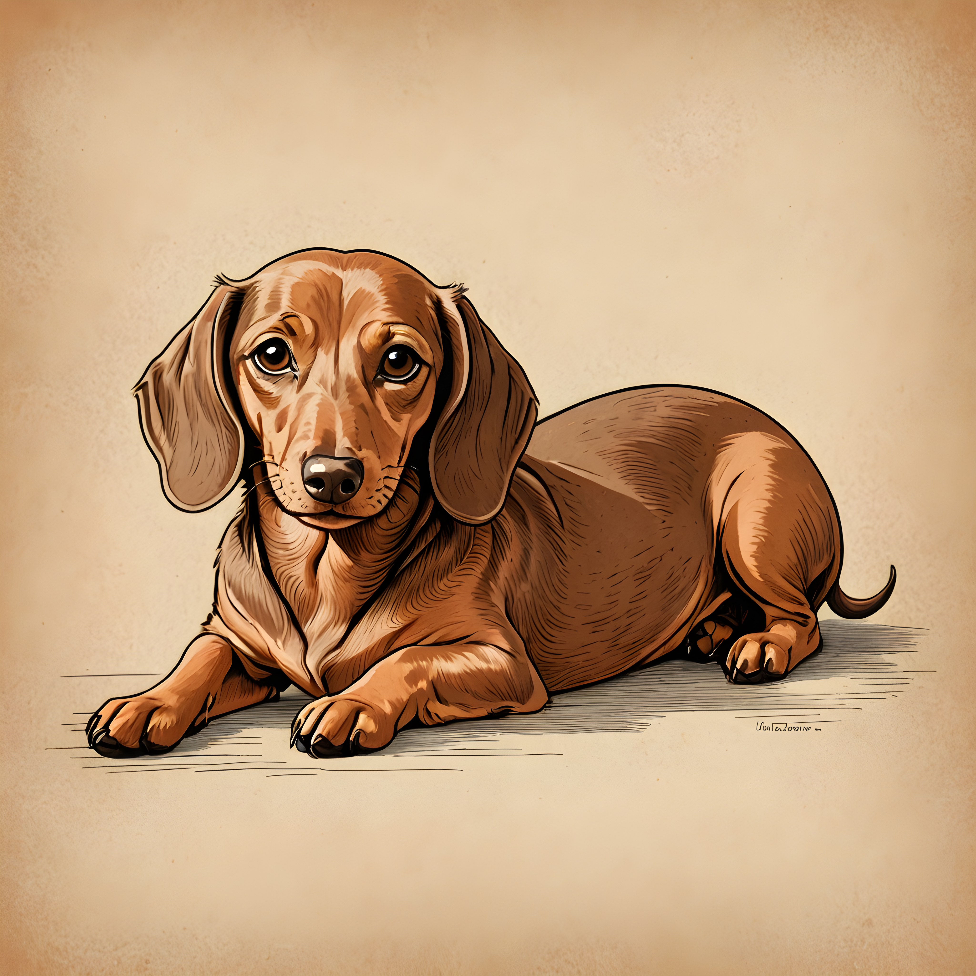 Mid Century Dachshund — Line Art (Romantic)