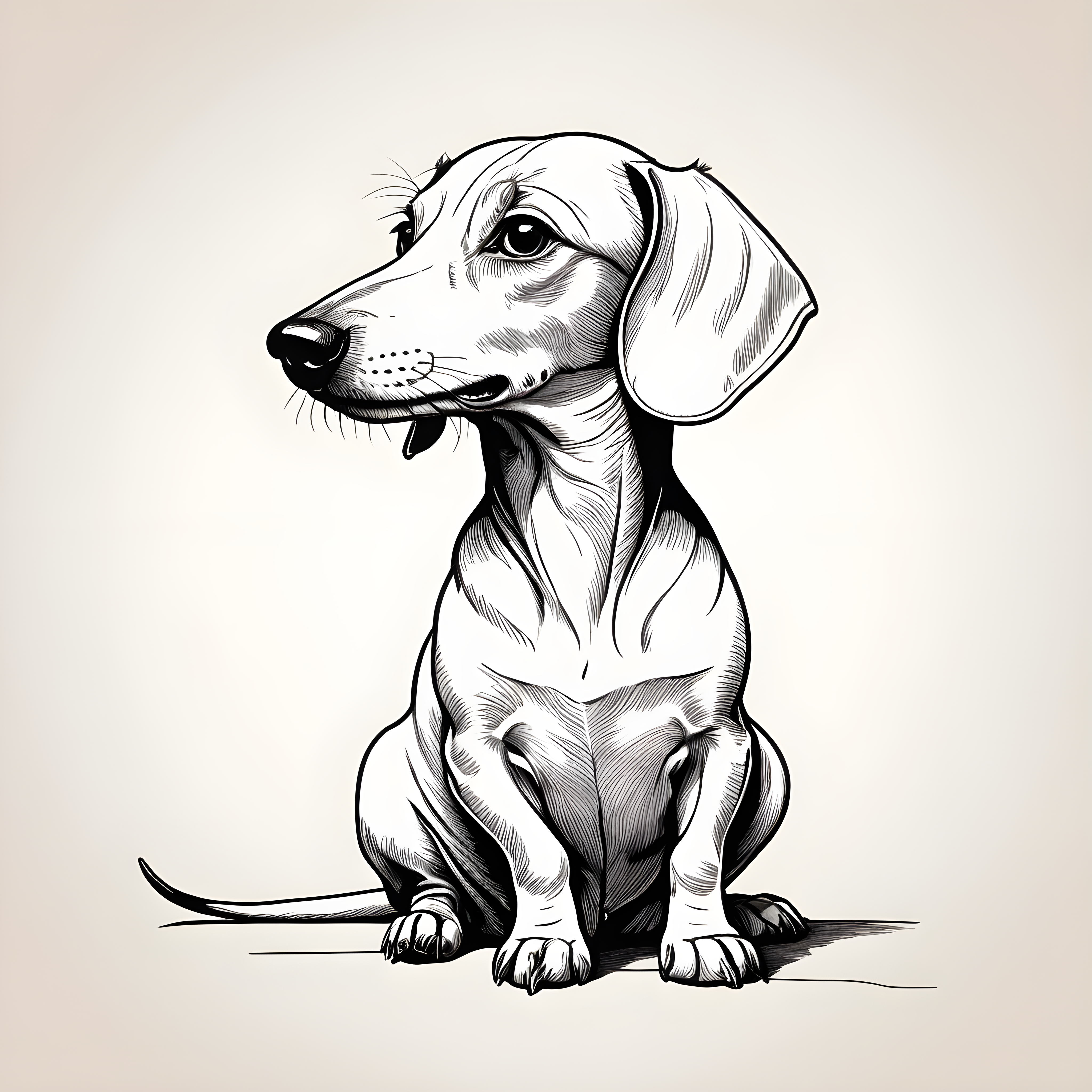 Mid Century Dachshund — Minimalist Line Art (Funny)