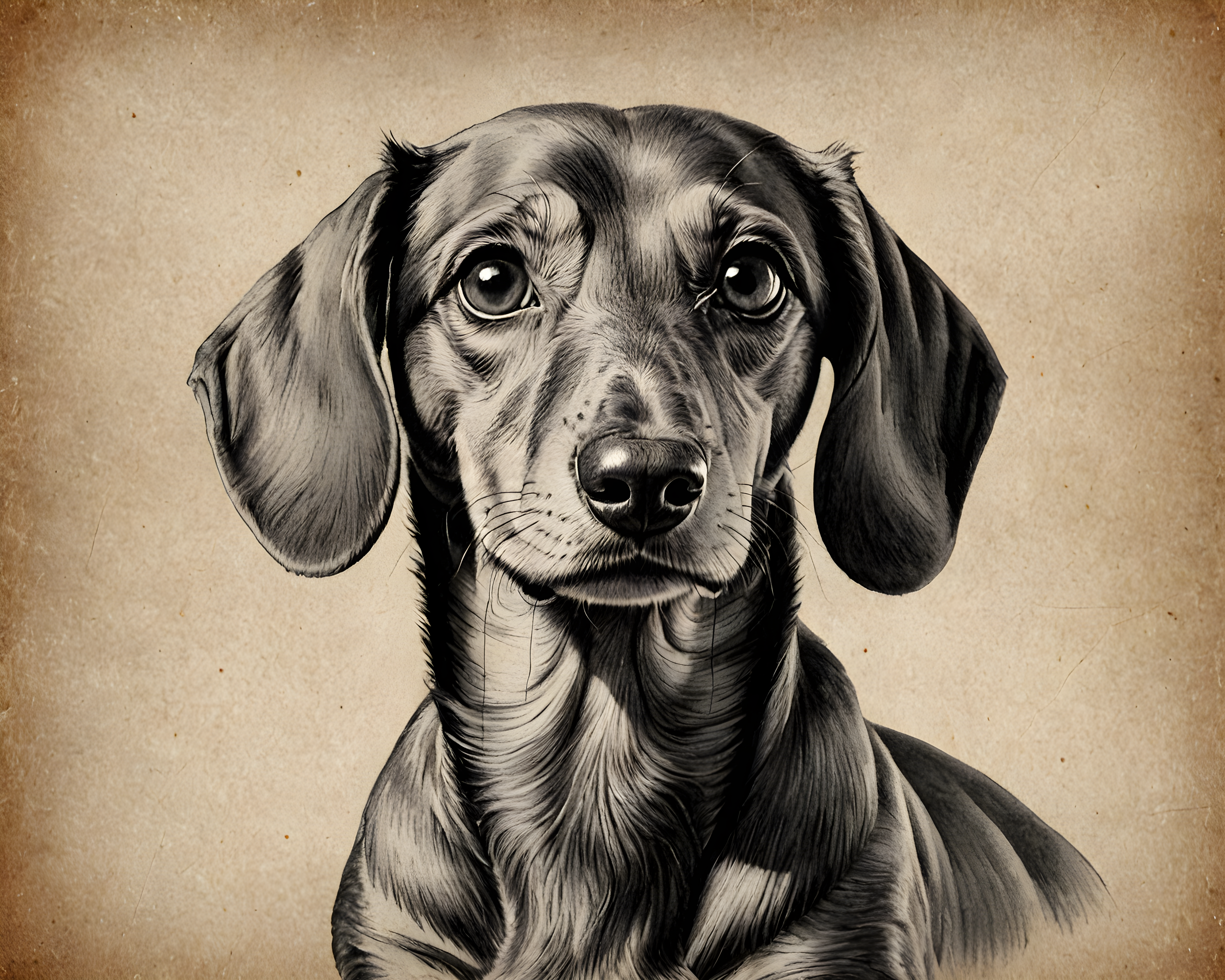 Mid Century Dachshund — Pencil Sketch (Emotional)