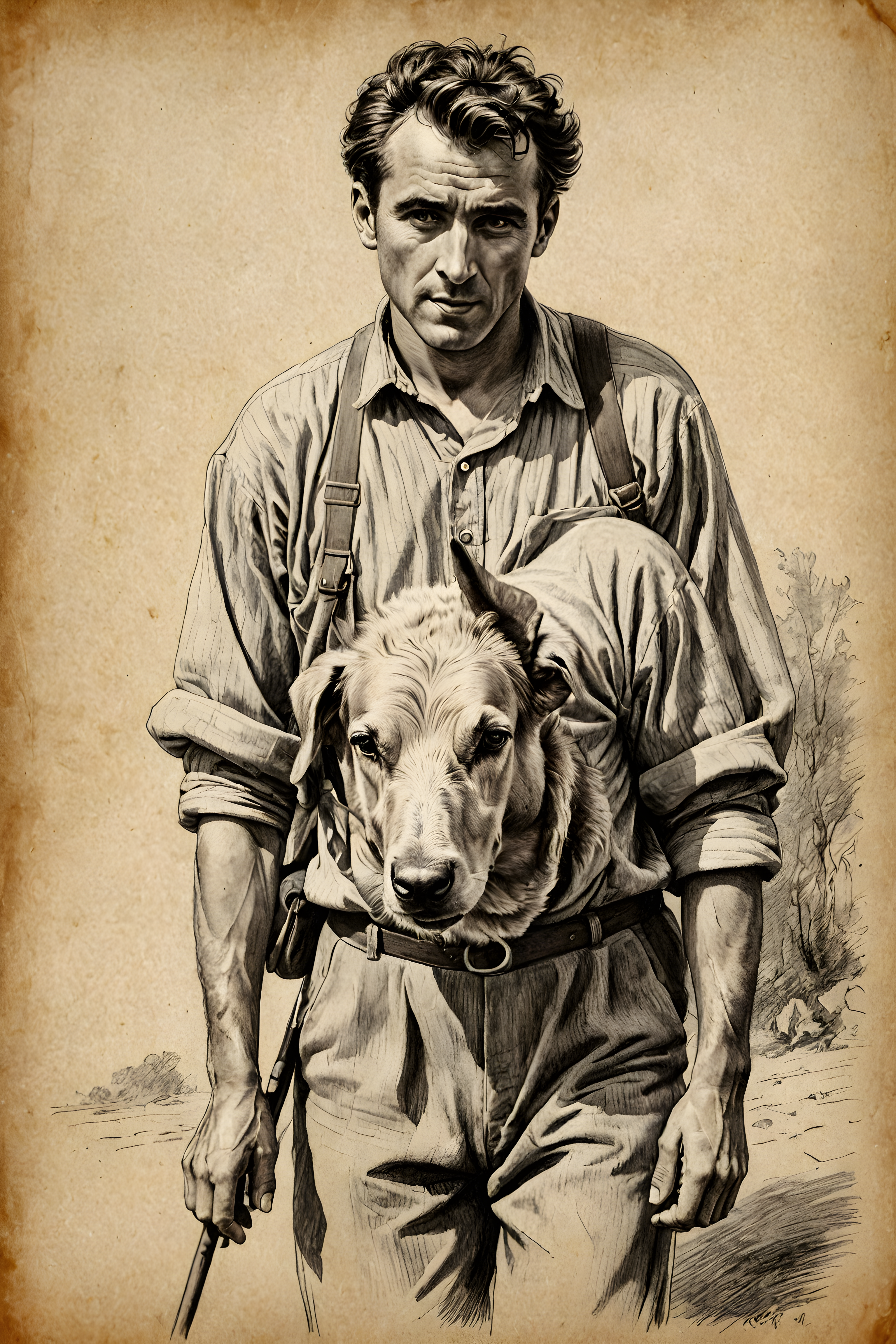 Old Photograph Shepherd — Pencil Sketch (Energetic)