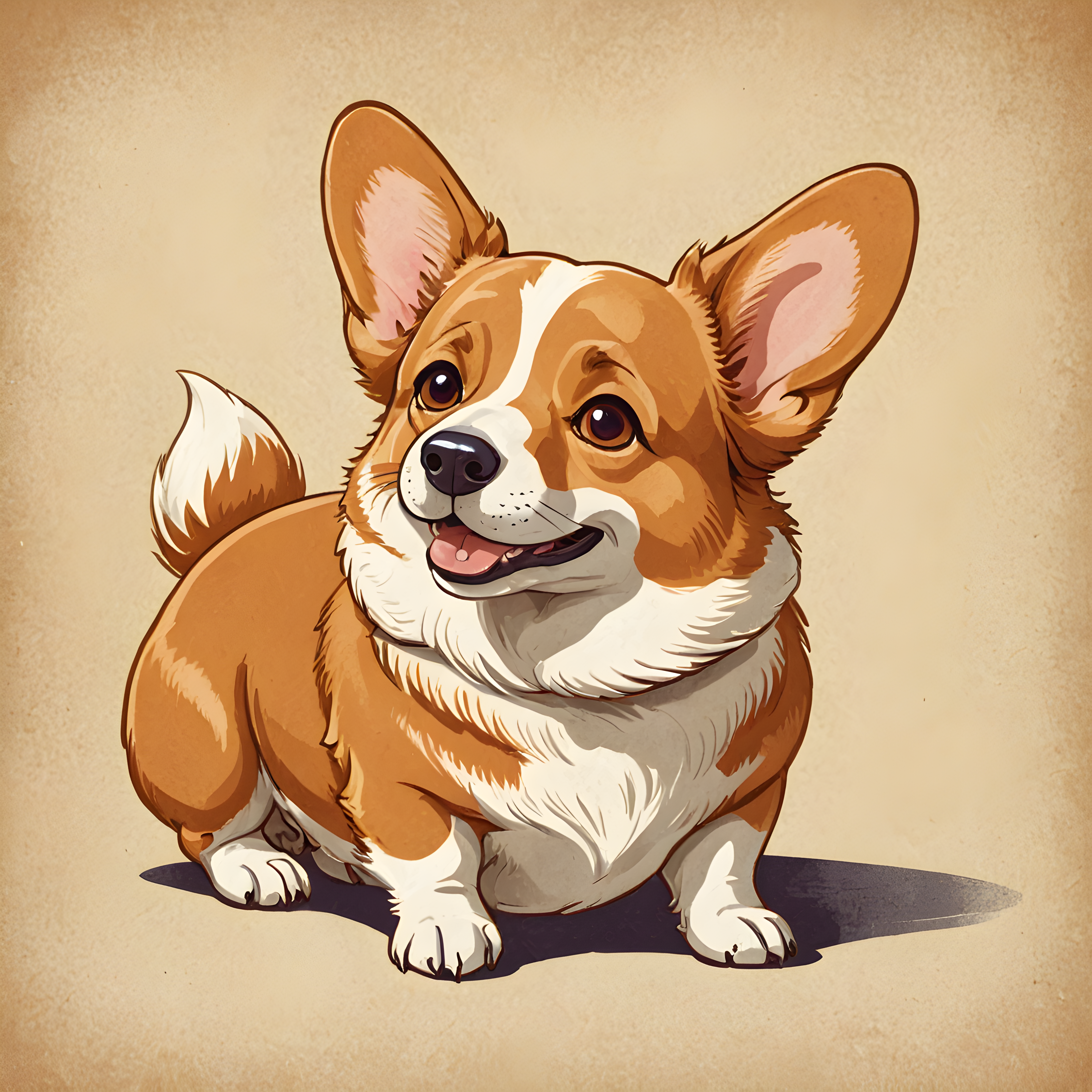 Retro Cartoon Corgi — Funny (Sleepy)