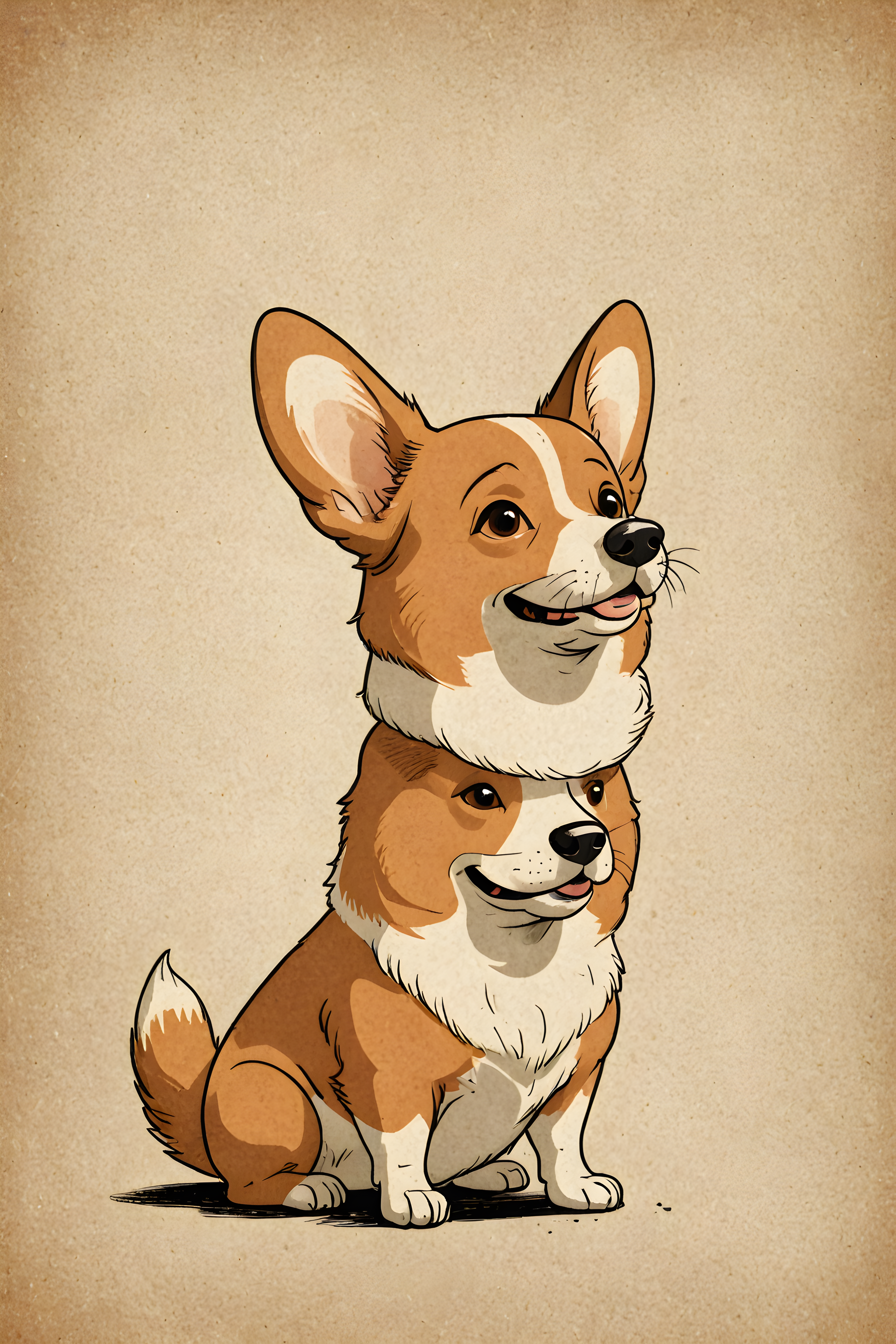 Retro Cartoon Corgi — Vintage Poster (Sleepy)