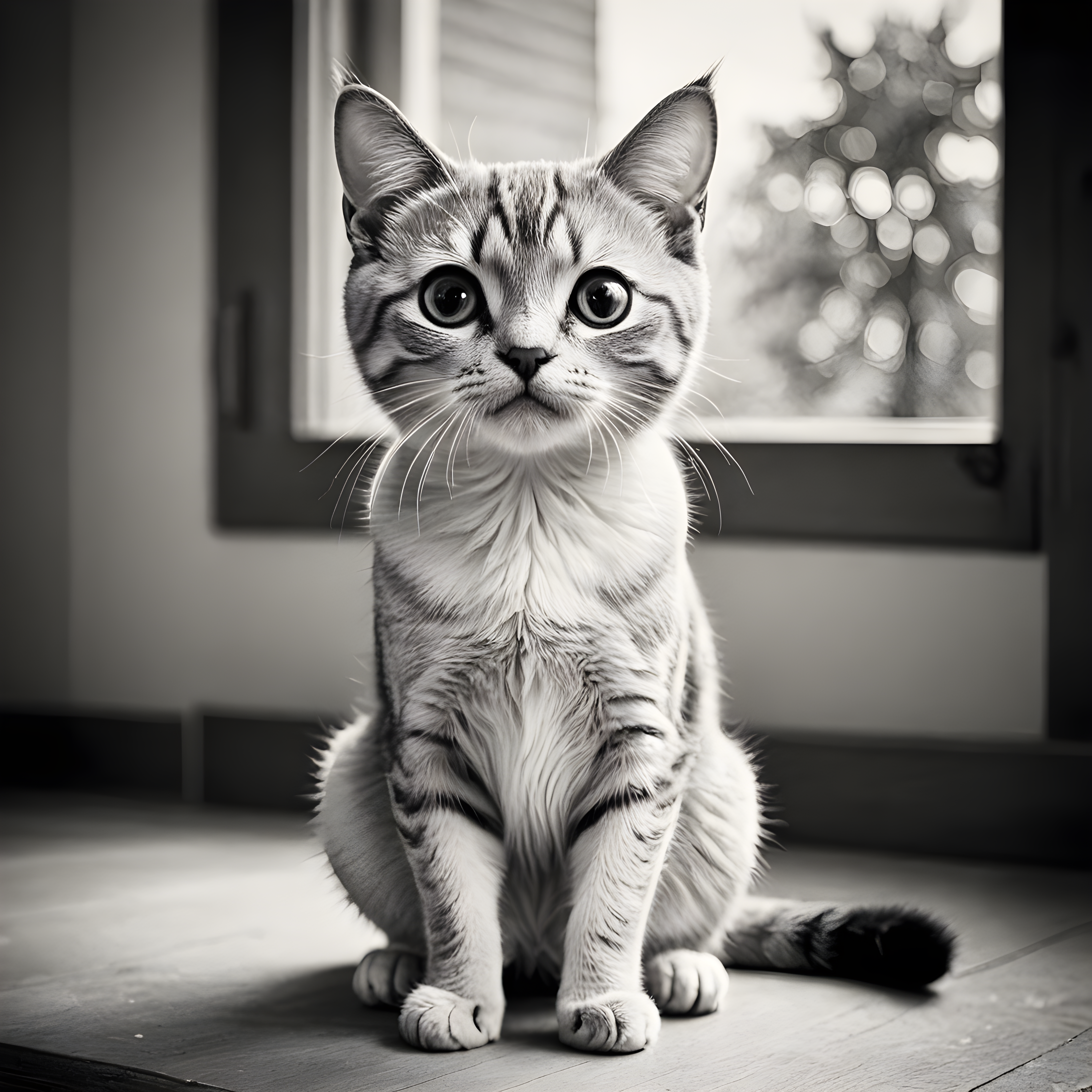 Retro Cat — Black & White (Cute)