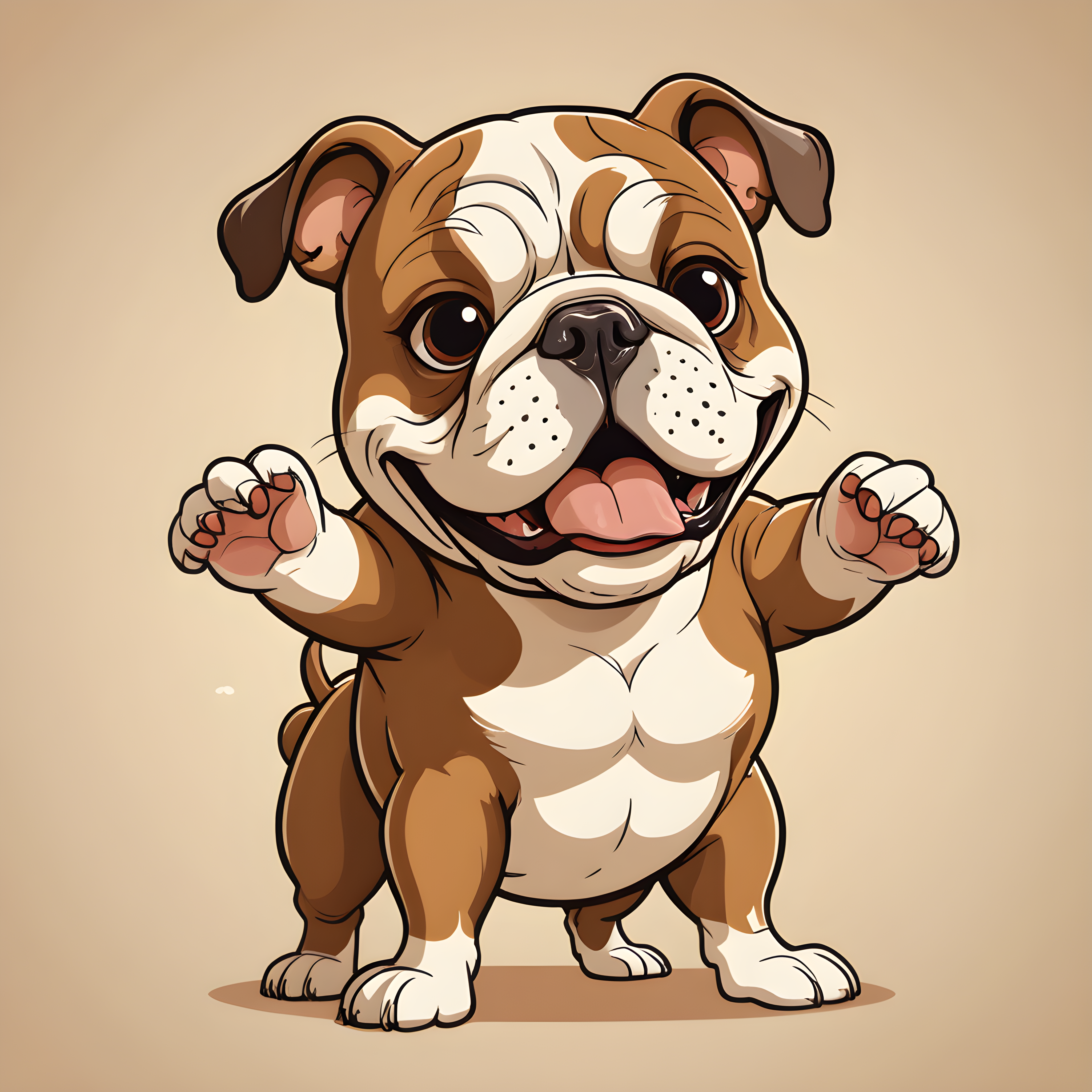 Sepia Bulldog — Cartoon / Kawaii (Energetic)