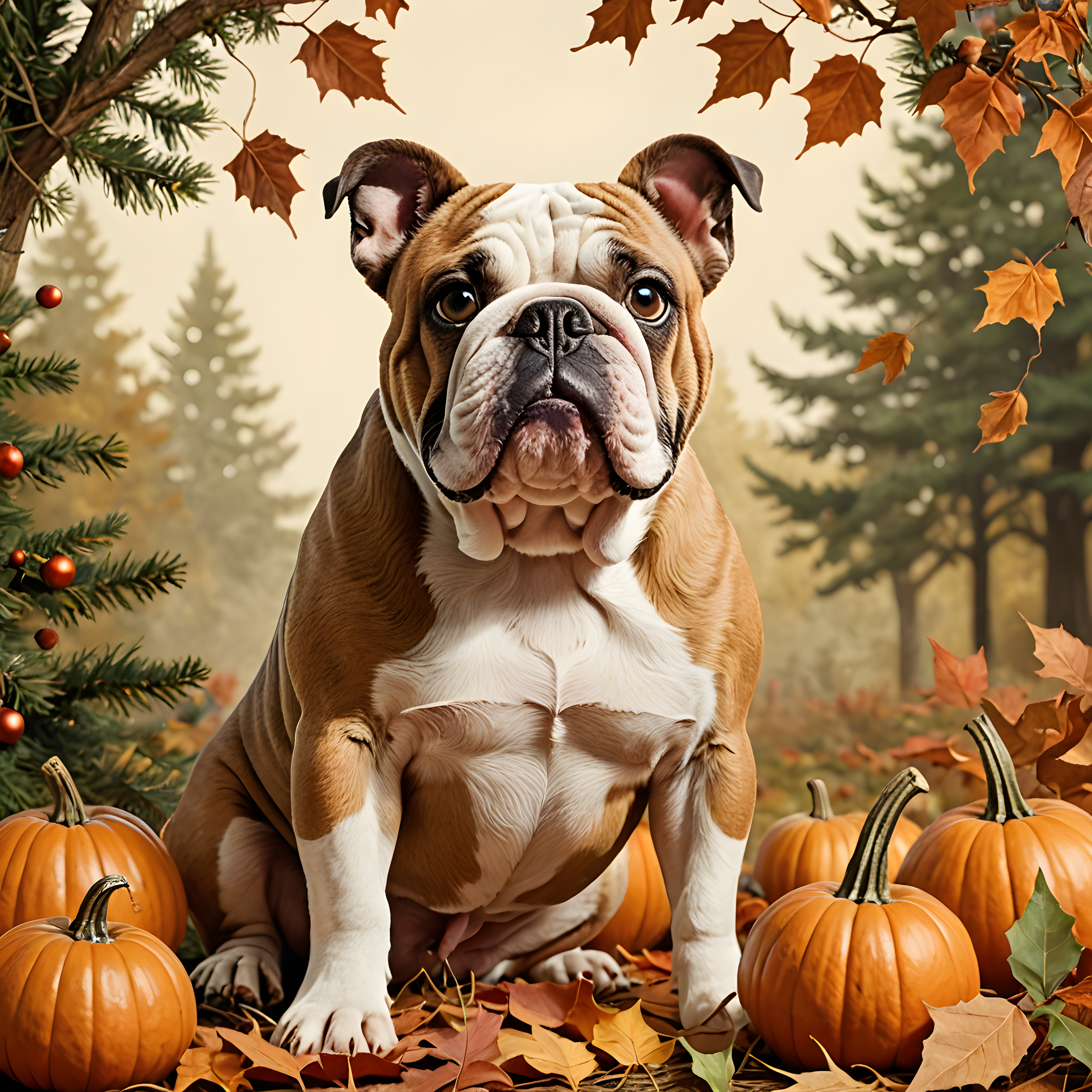 Sepia Bulldog — Funny (Seasonal)