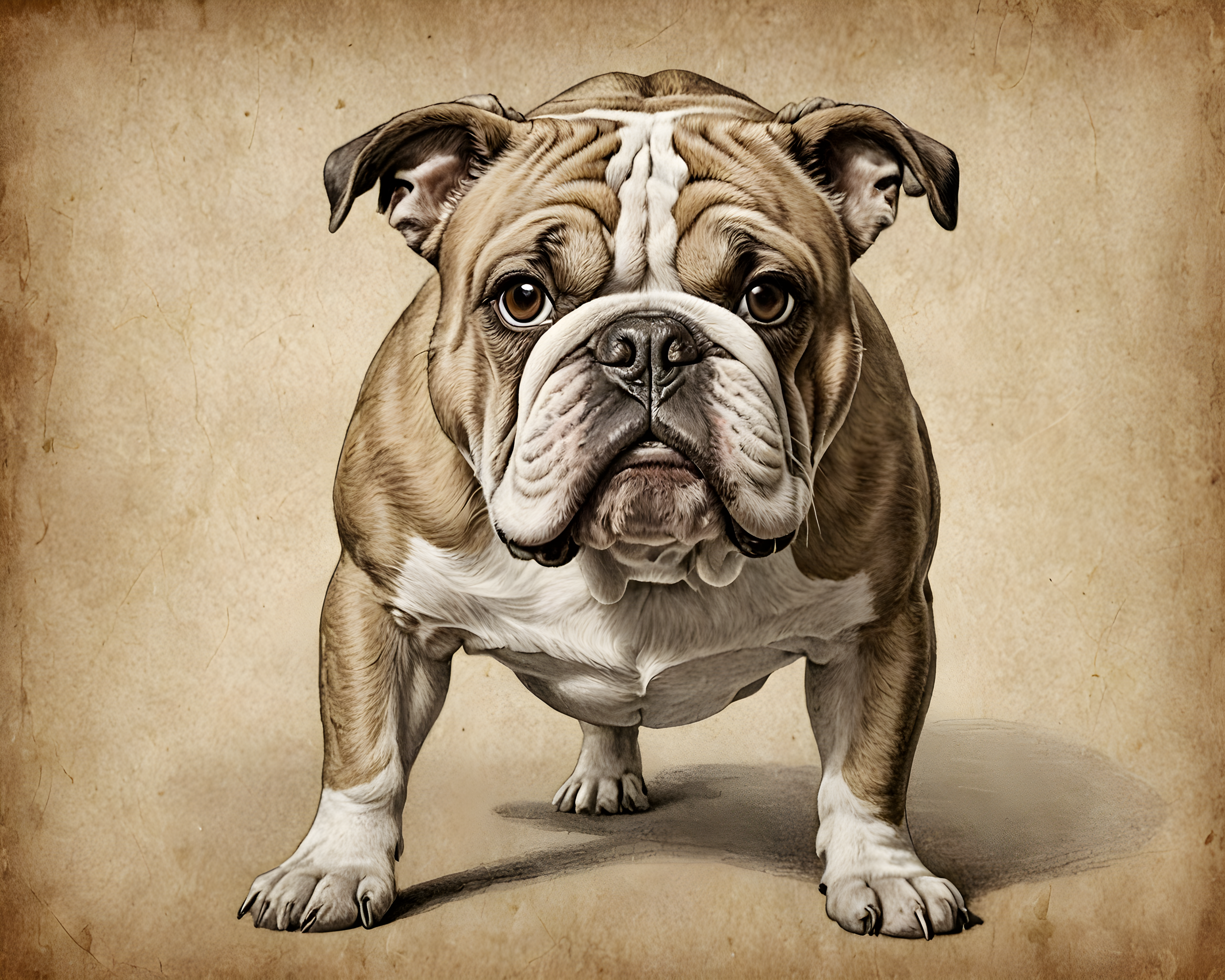 Sepia Bulldog — Pencil Sketch (Playful)