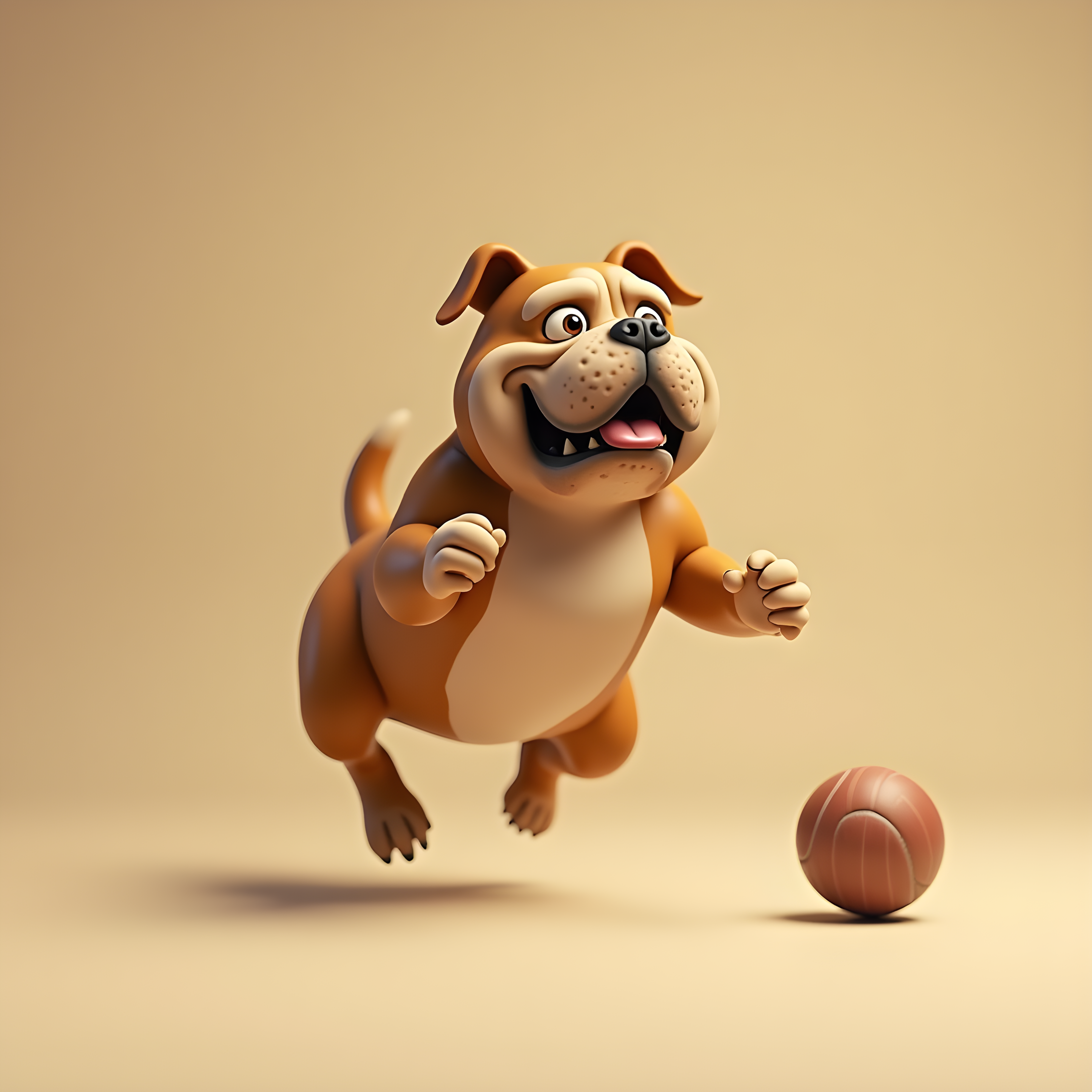 Sepia Bulldog — 3D Render (Playful)