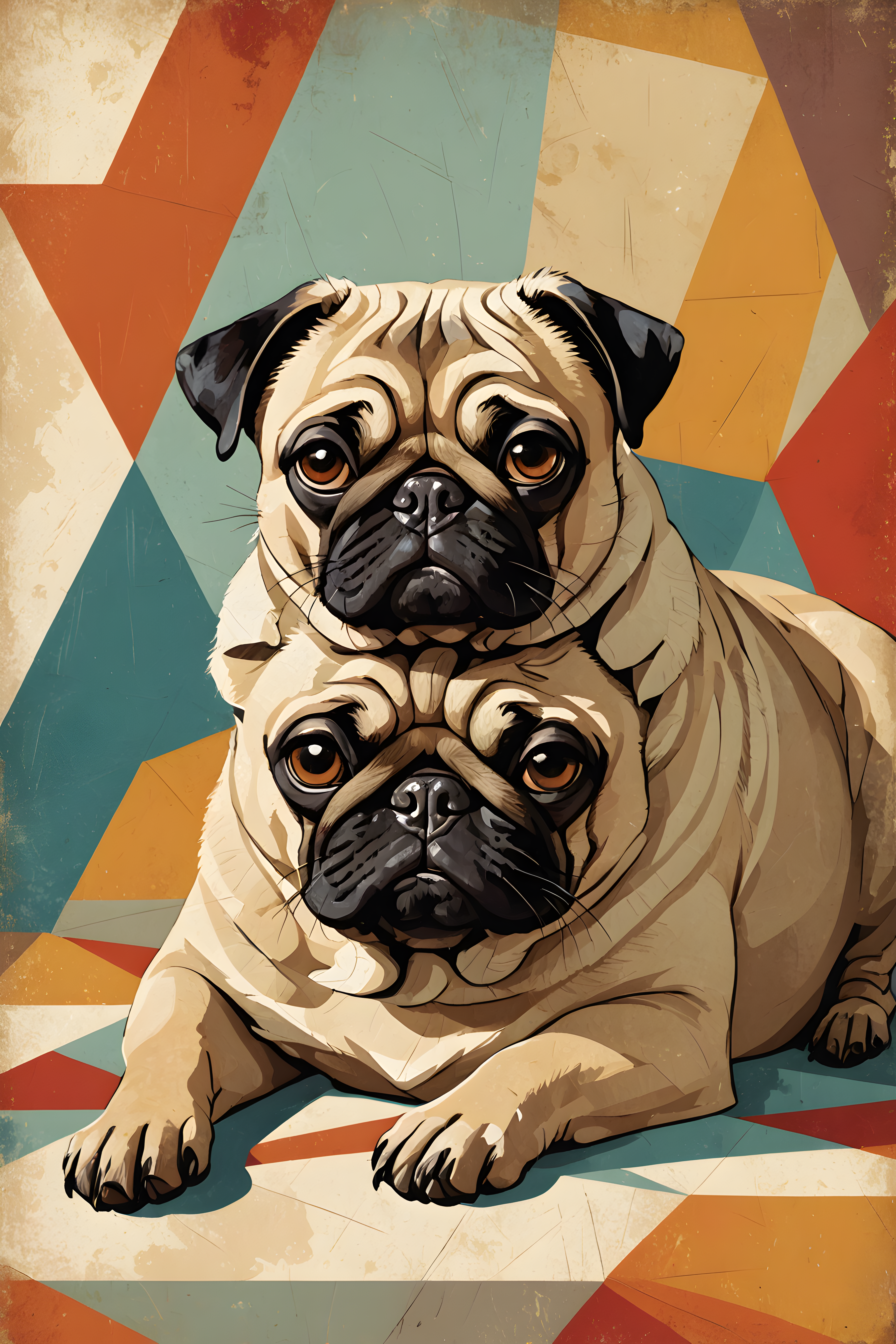 Vintage Pin Up Pug — Abstract (Sleepy)