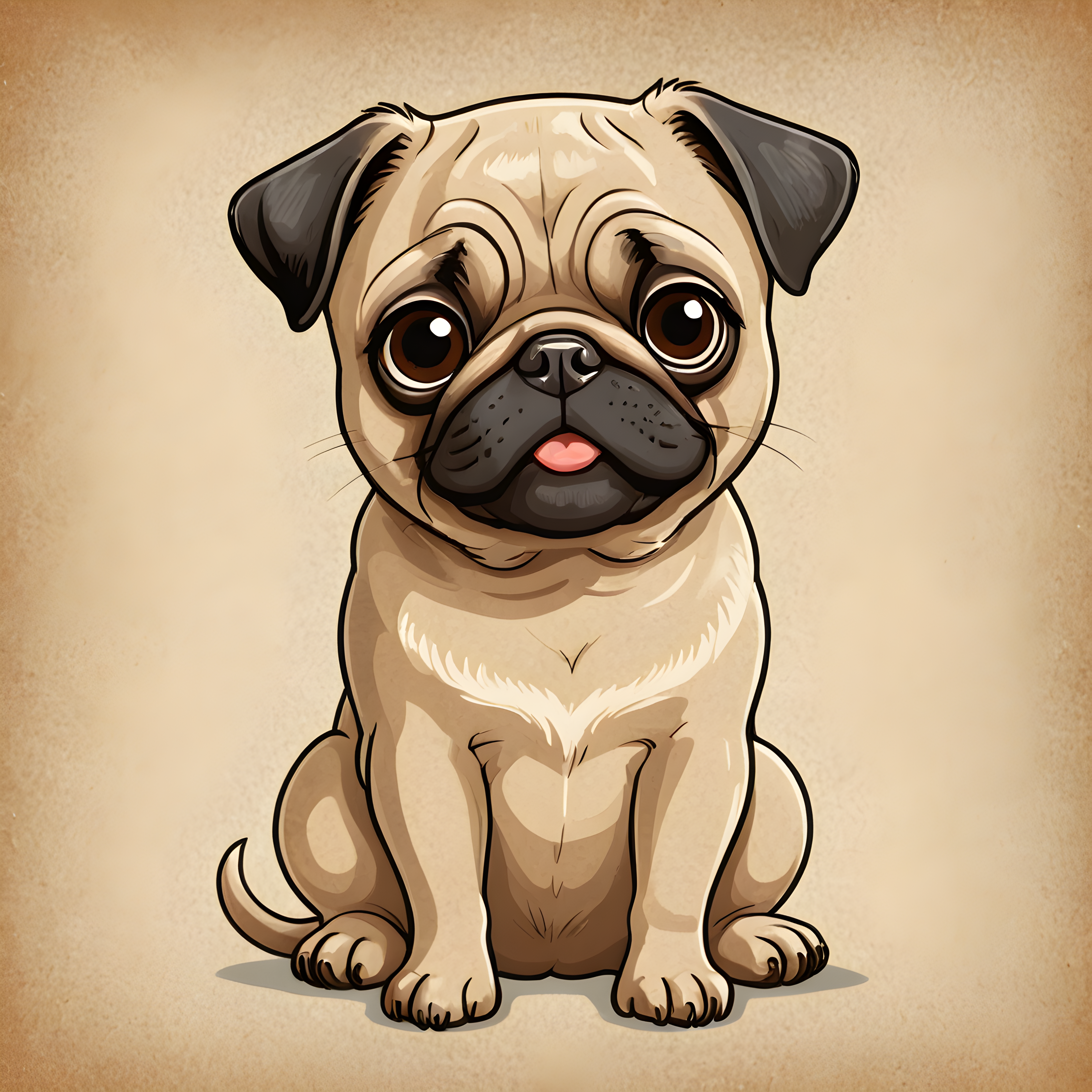 Vintage Pin Up Pug — Cartoon / Kawaii (Cute)