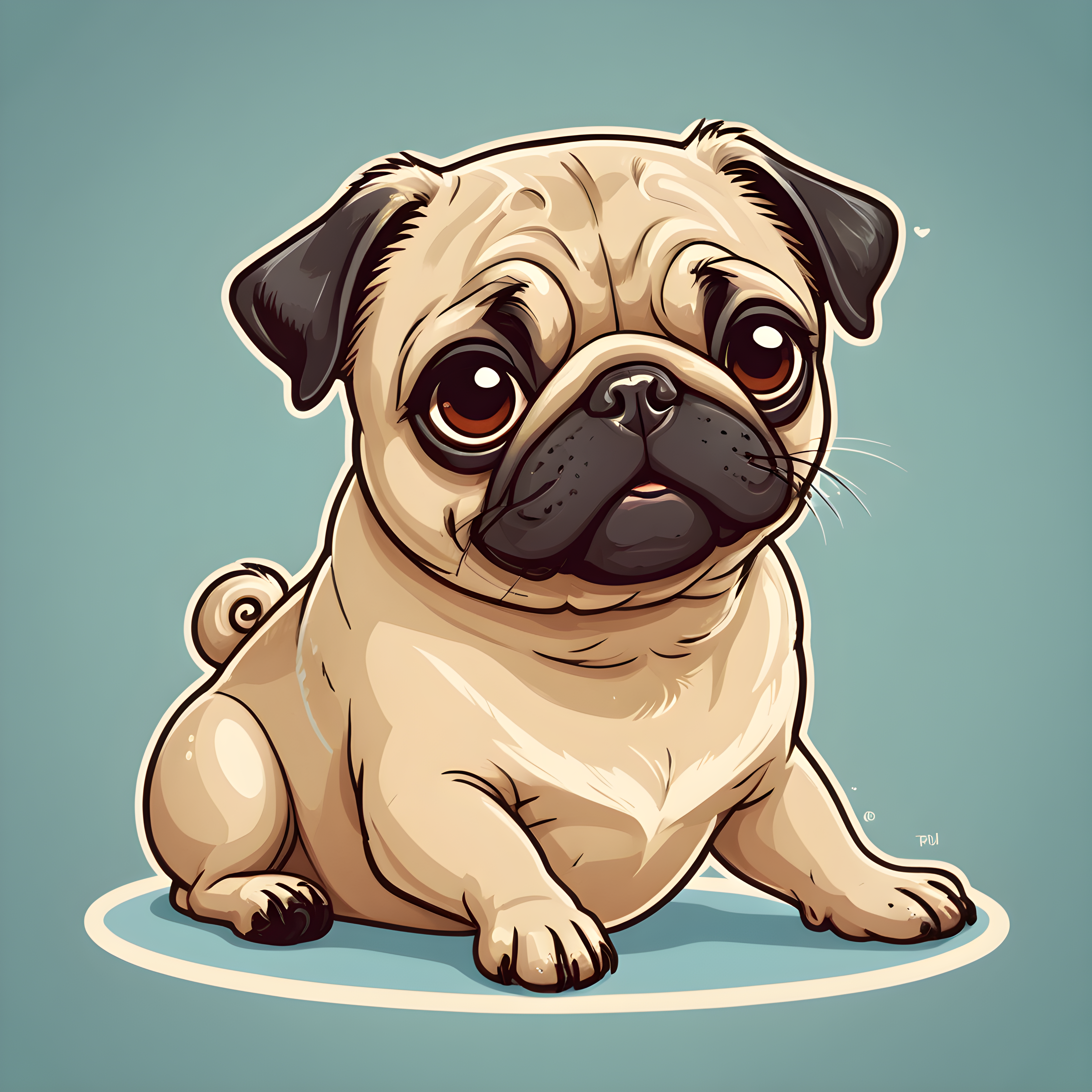 Vintage Pin Up Pug — Cartoon / Kawaii (Energetic)