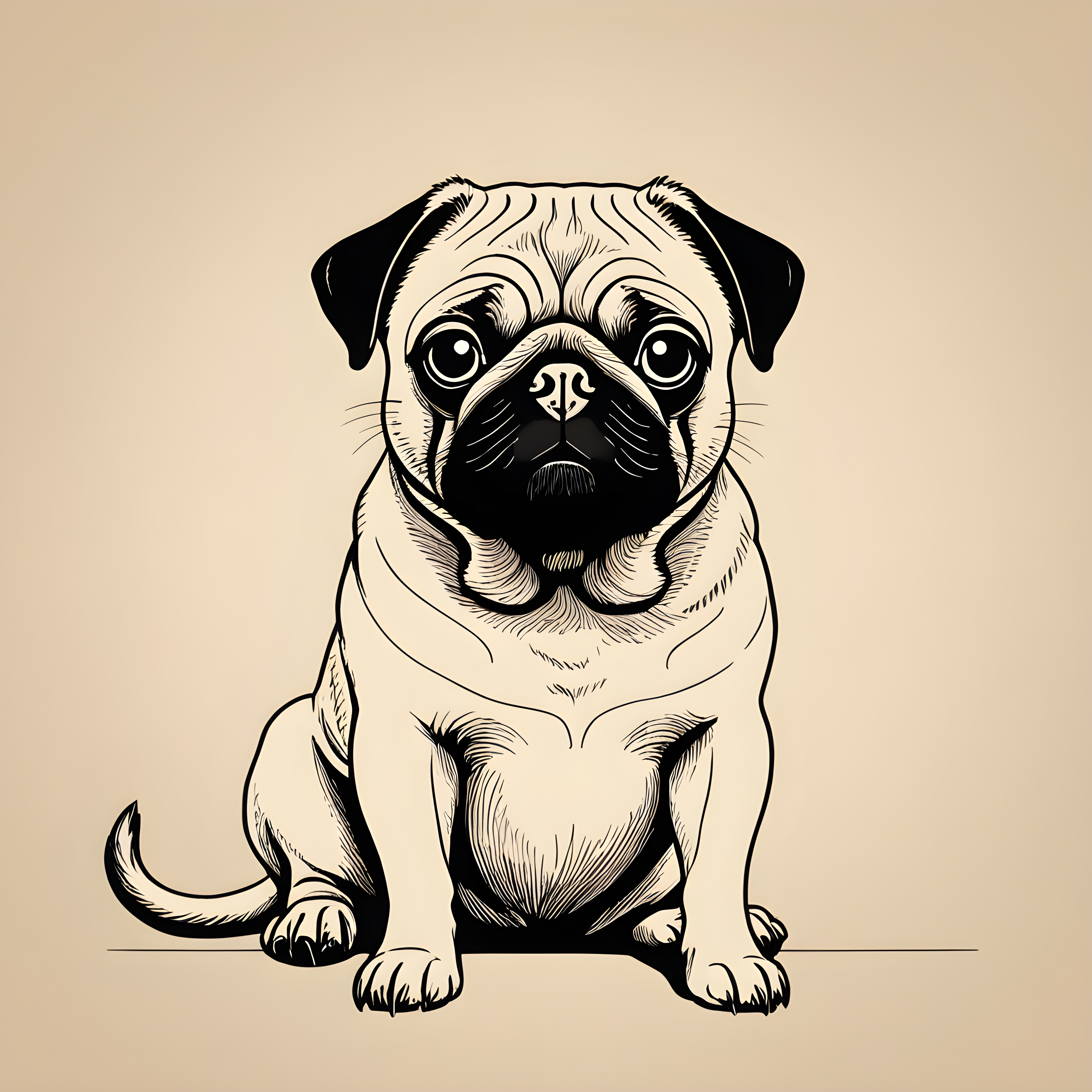 Vintage Pin Up Pug — Minimalist Line Art (Savage)