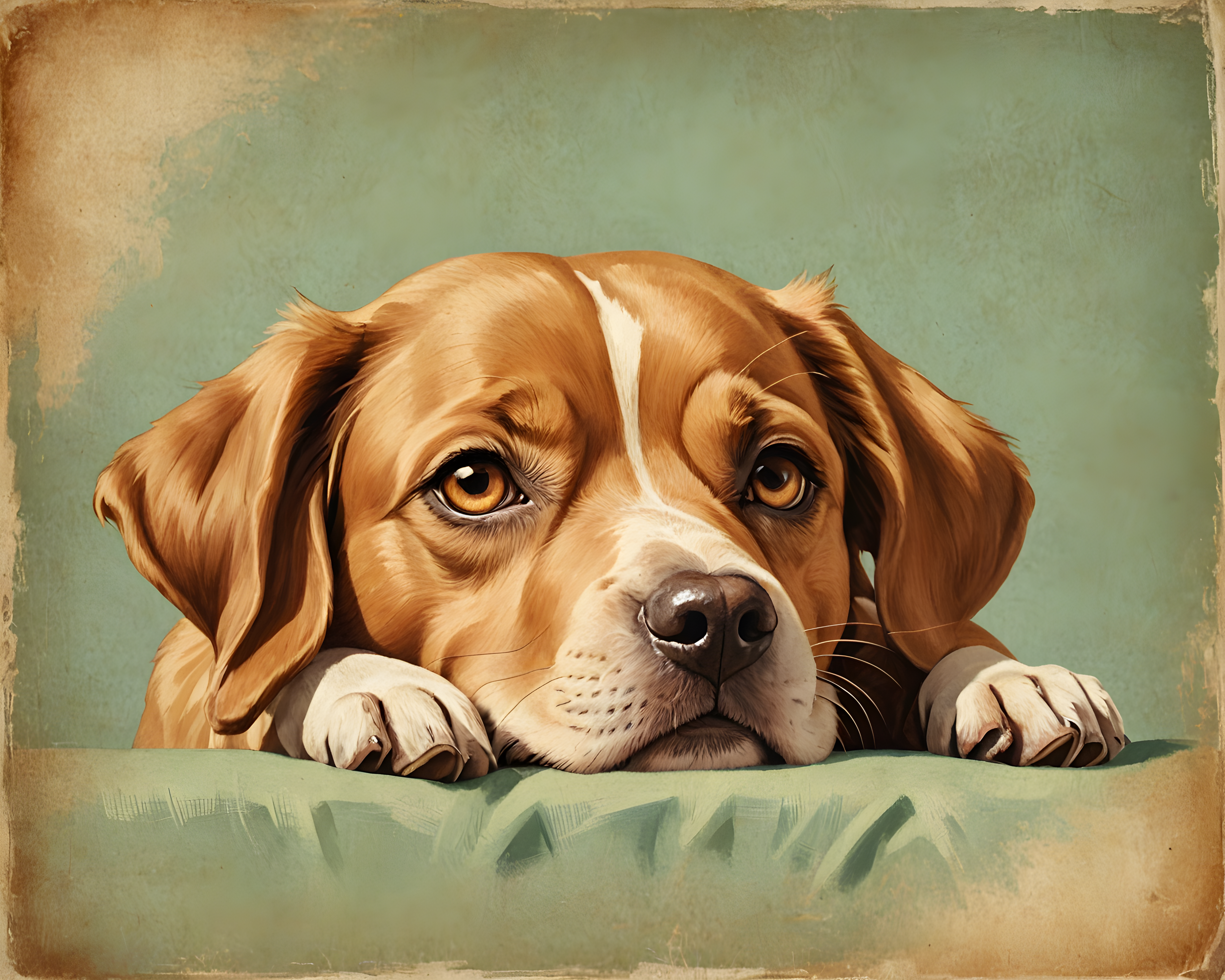 Vintage Portrait Dog — Funny (Sleepy)