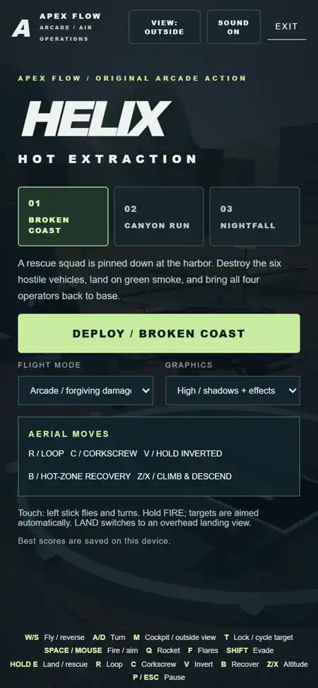 Helix: Hot Extraction mission menu